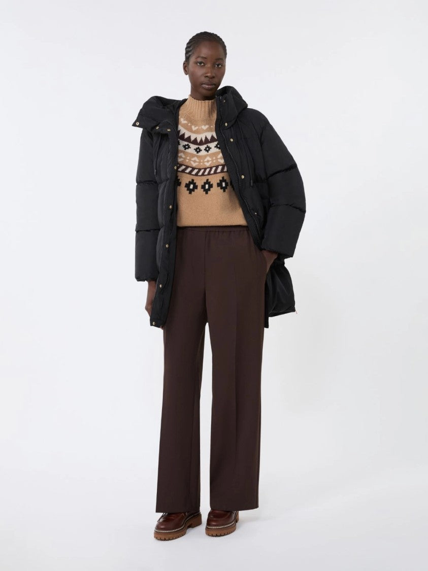 Max Mara Straight-Leg Chocolate Brown Pants With Elastic Waistband