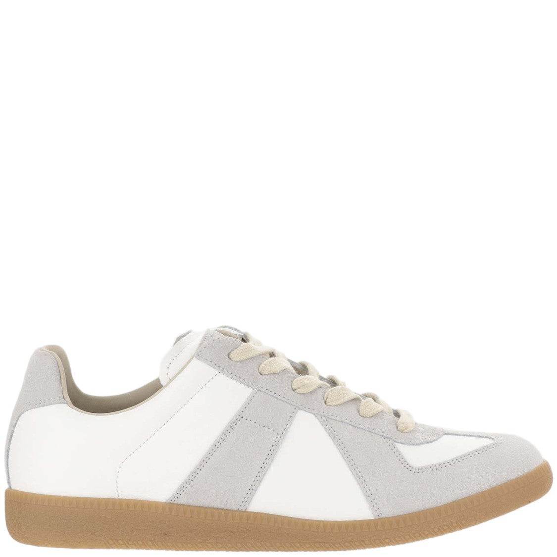 Maison Margiela Low-Top Napa Leather And Suede Sneakers With Iconic Stitching