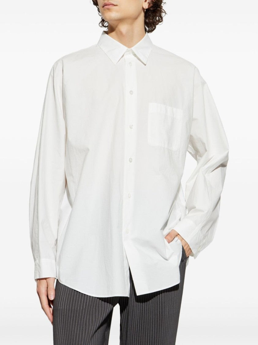 Homme Plissé Issey Miyake White Cotton Shirt With Front Button Fastening