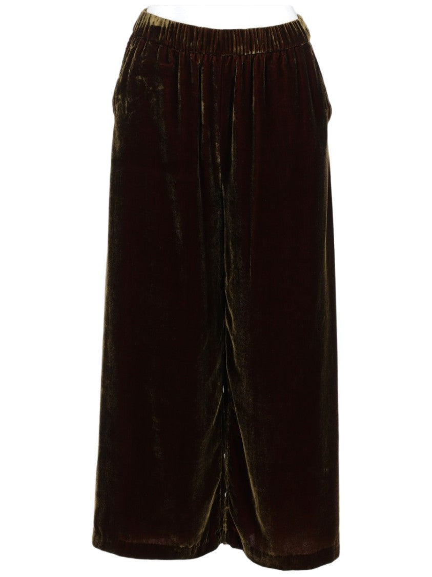 P.A.R.O.S.H. Velvety Brown Pants With Relaxed Fit And Subtle Sheen