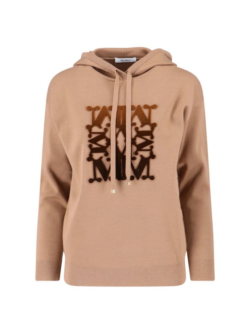 Max Mara Hoodie-Style Sweater With Textured Logo Design