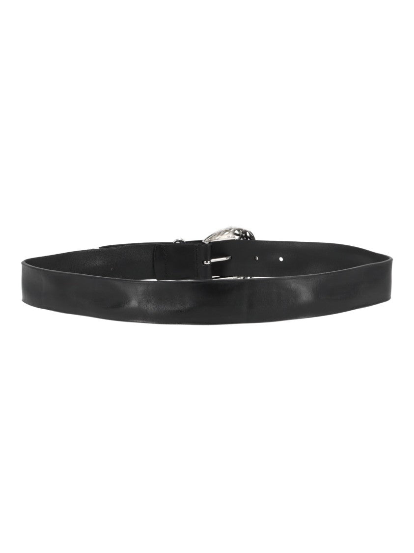 Claudio Orciani Black Sveva Bull Soft Trittico Leather Belt