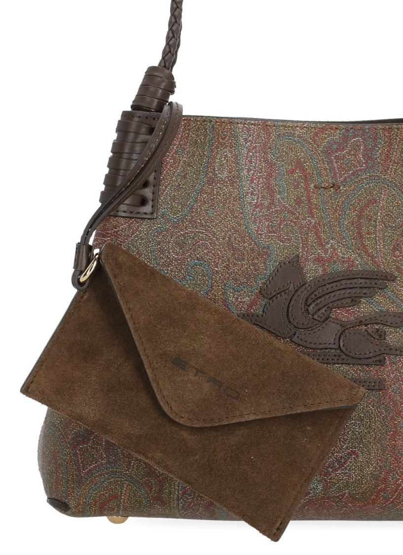 Etro Cotton Shoulder Bag With Woven Handle And Pegasus Logo