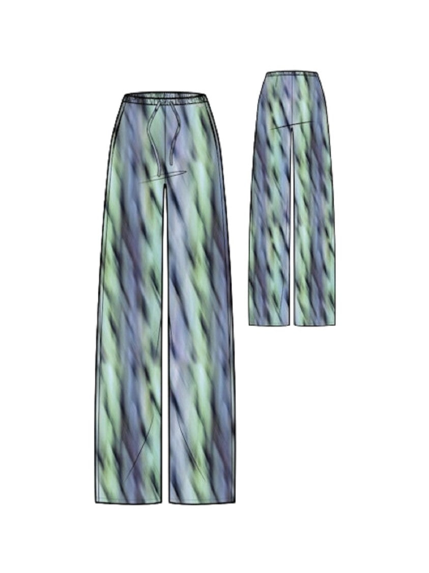 Armani Exchange High-Waisted Drawstring Trousers Abstract Pattern