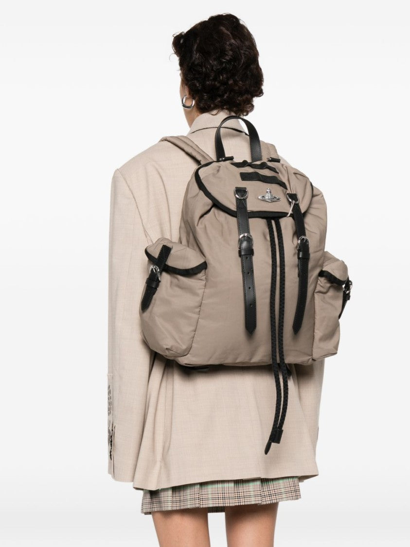 Vivienne Westwood Top Handle Backpack With Side Pockets And Drawstring Fastening
