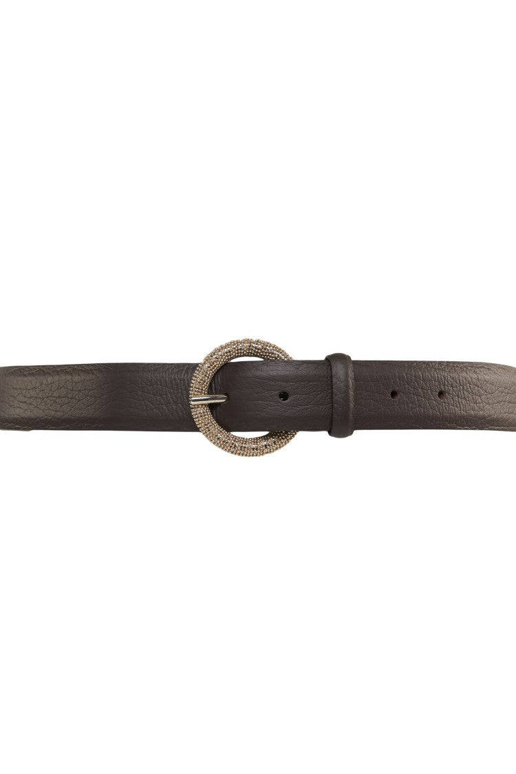 Orciani Premium Grained Leather Belt With Studded Buckle