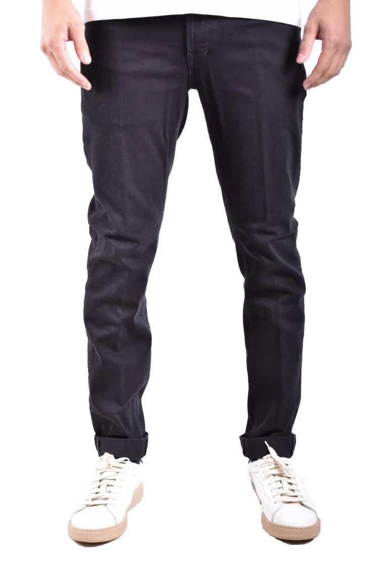 Dondup Black Slim Fit Metal Logo Jeans