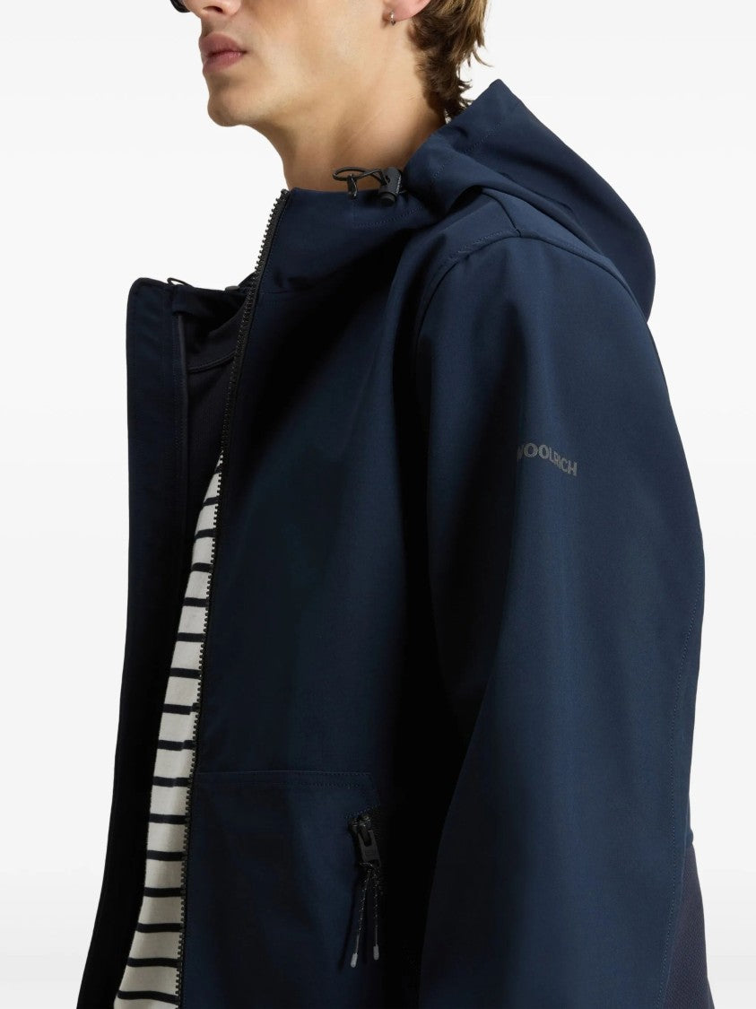 Woolrich Blue Soft Shell Full Zip Hoodie