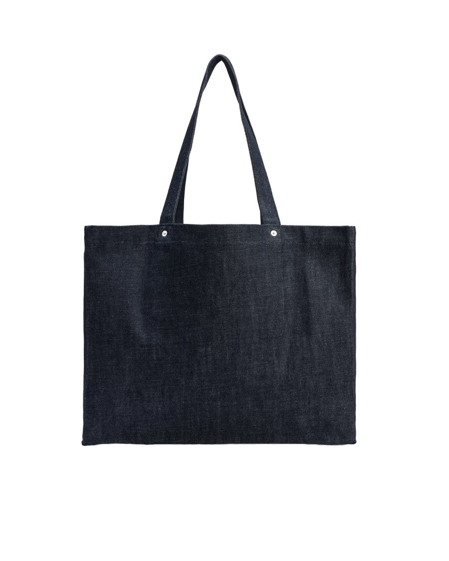 A.P.C. Indigo Cotton Shopper Tote With Riveted Logo Details
