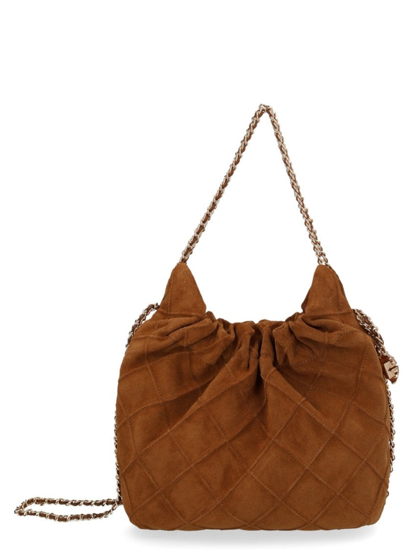 Tory Burch Warm Brown Fleming Ruched Chain Handbag