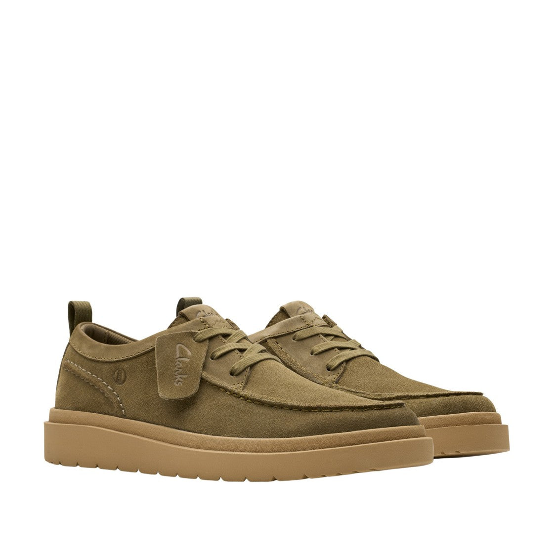 Clarks Lace-Up Shoes In Soft Olive Green Suede