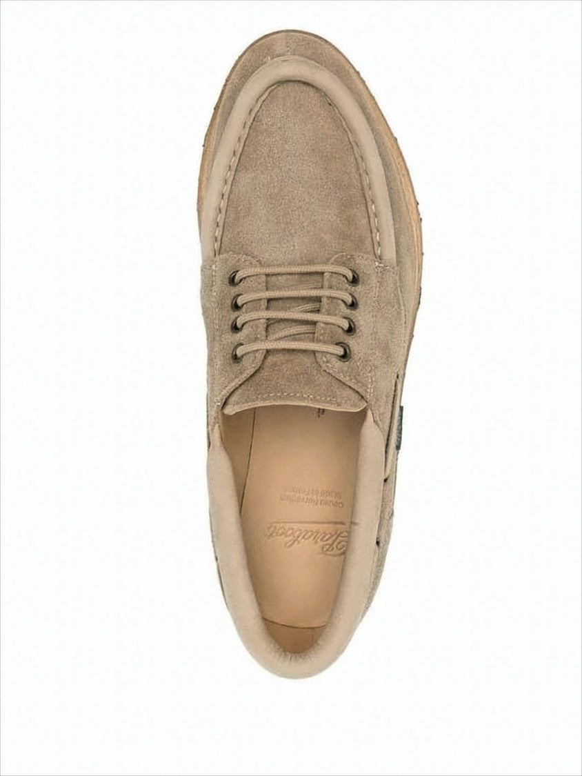 Paraboot Suede Lace-Up Dress Shoes With Moc Toe Design