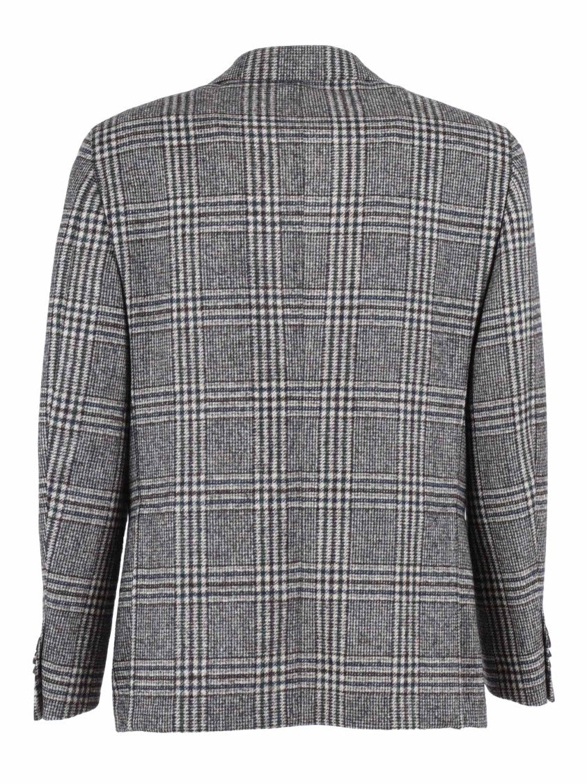 Luigi Bianchi Tailored Plaid Jacket With Notch Lapels And Flap Pockets