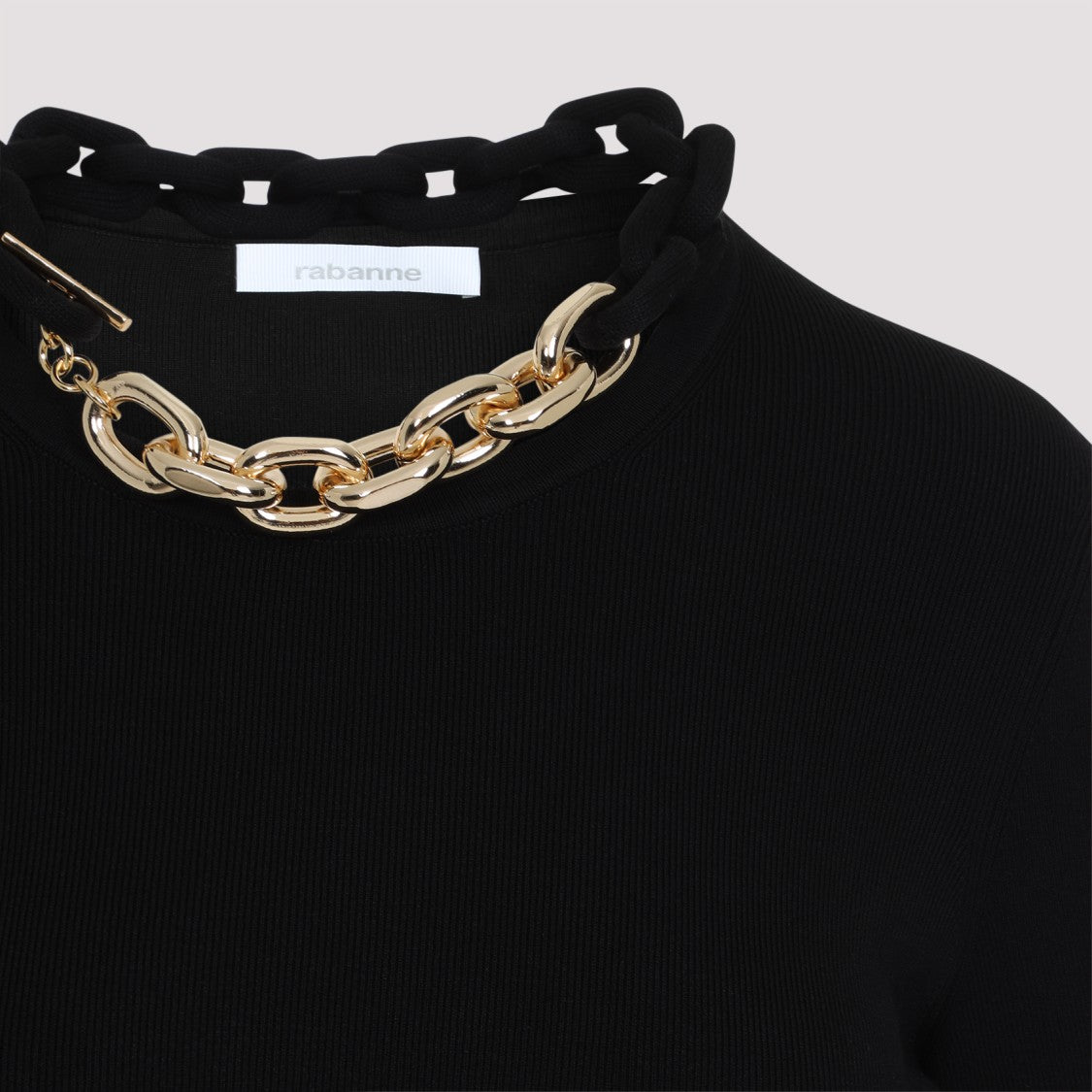 Rabanne Black Silk-Cotton Blend Dress With Chain Detail