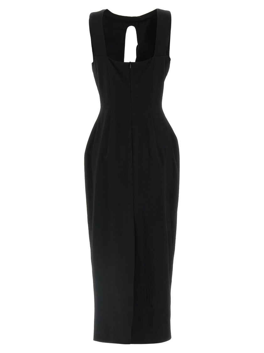 Magda Butrym Black Wool Sheath Dress With Front Cut-Out