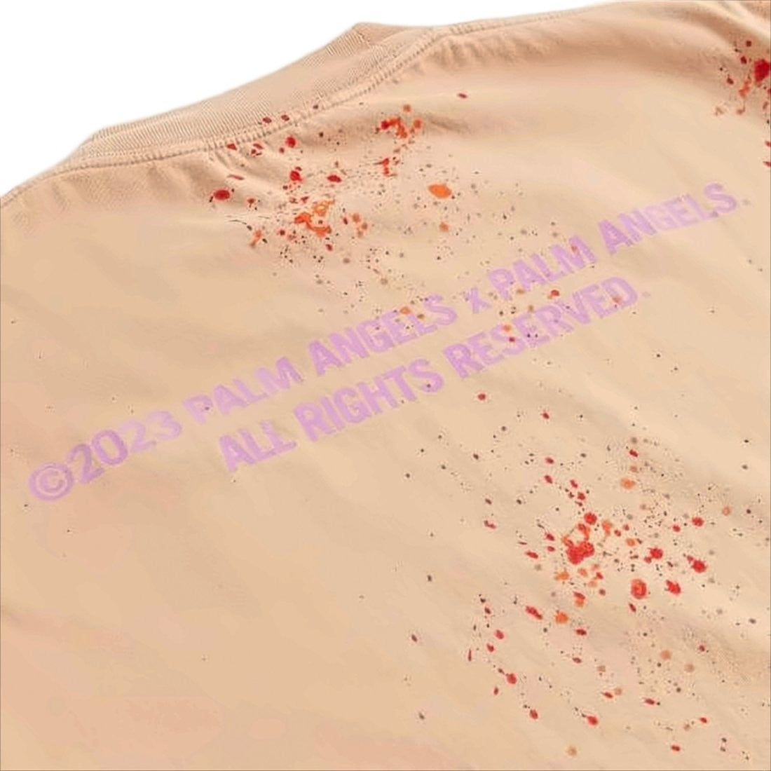 Palm Angels Short-Sleeve Cotton T-Shirt With Paint Splatter Design