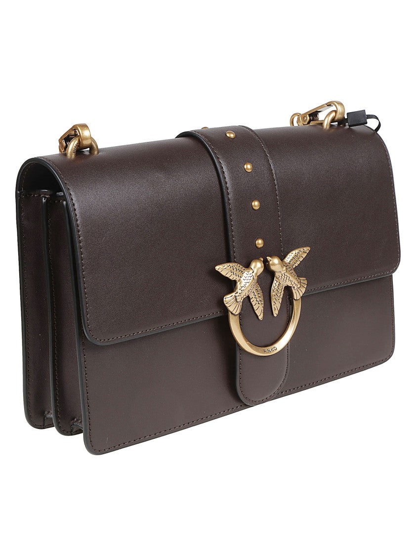 Pinko Love One Classic Leather Shoulder Bag