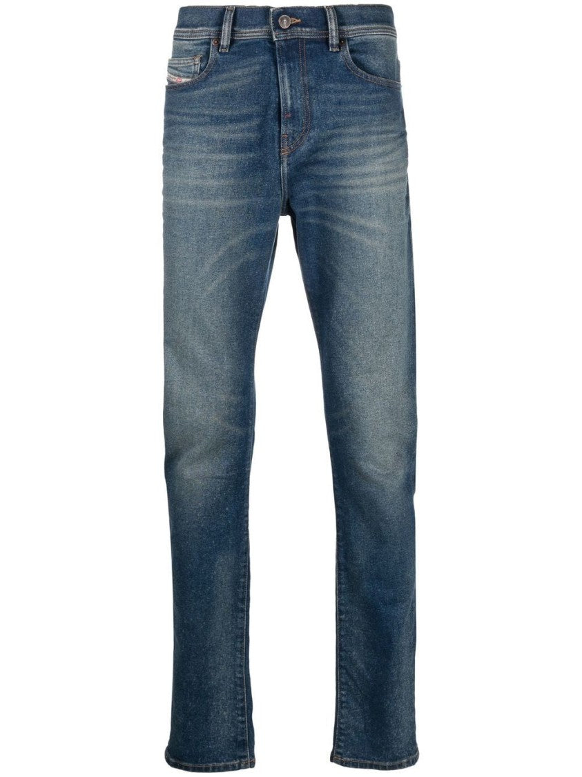 Diesel Blue L.32 Medium Blue Straight-Fit Cotton-Blend Jeans