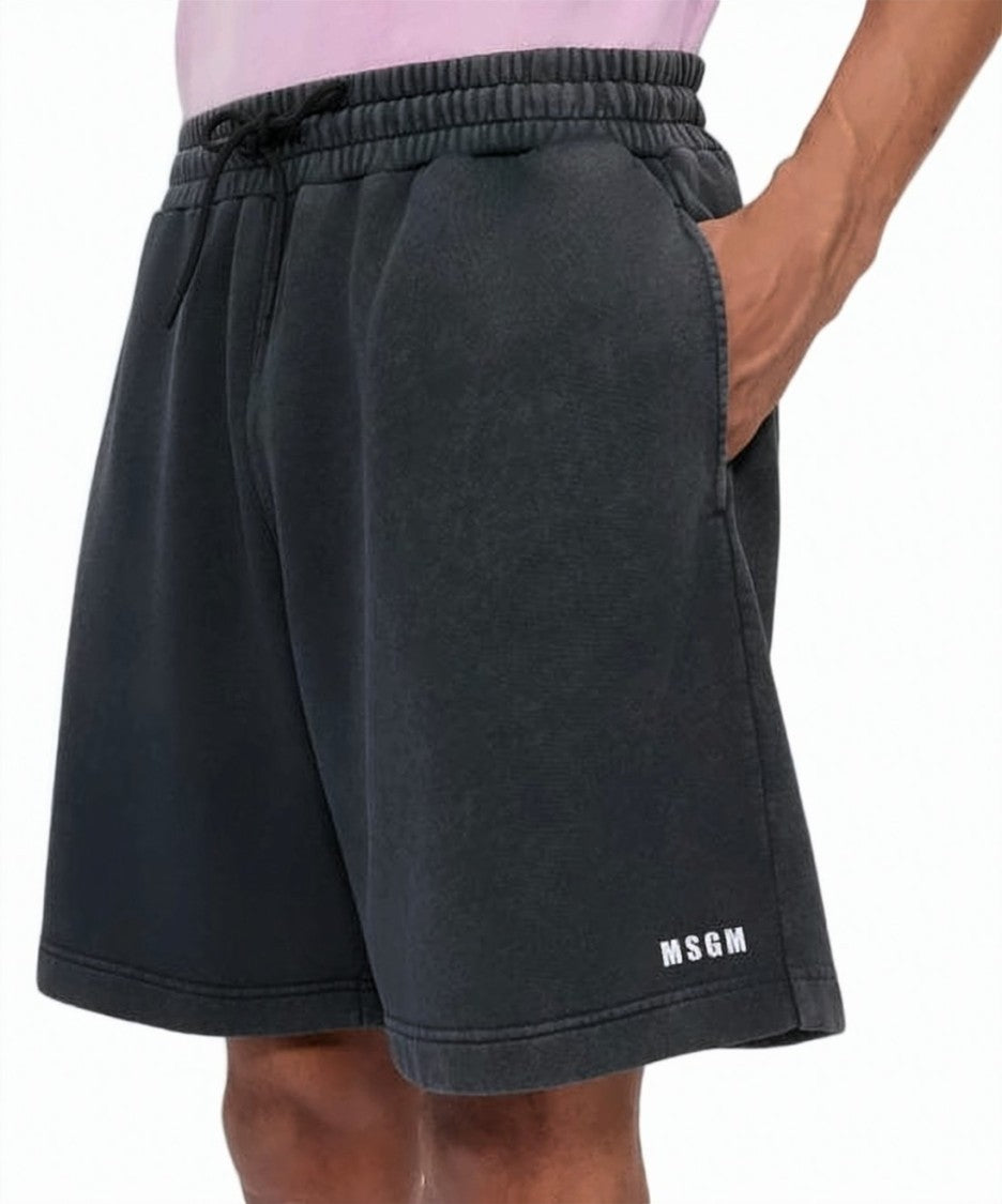 Msgm Relaxed Fit Cotton Shorts With Elastic Waistband And Drawstring