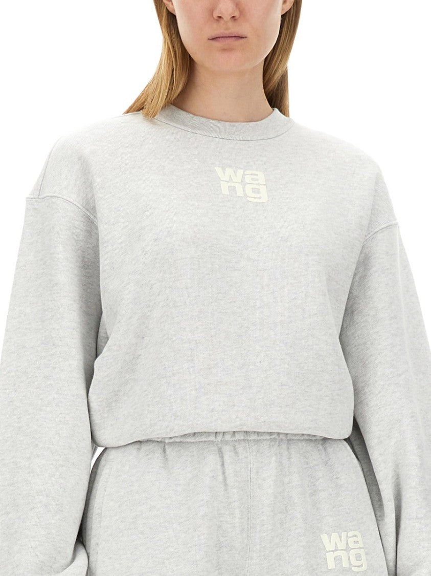 T By Alexander Wang Grey Sweatshirt With Minimalist Logo