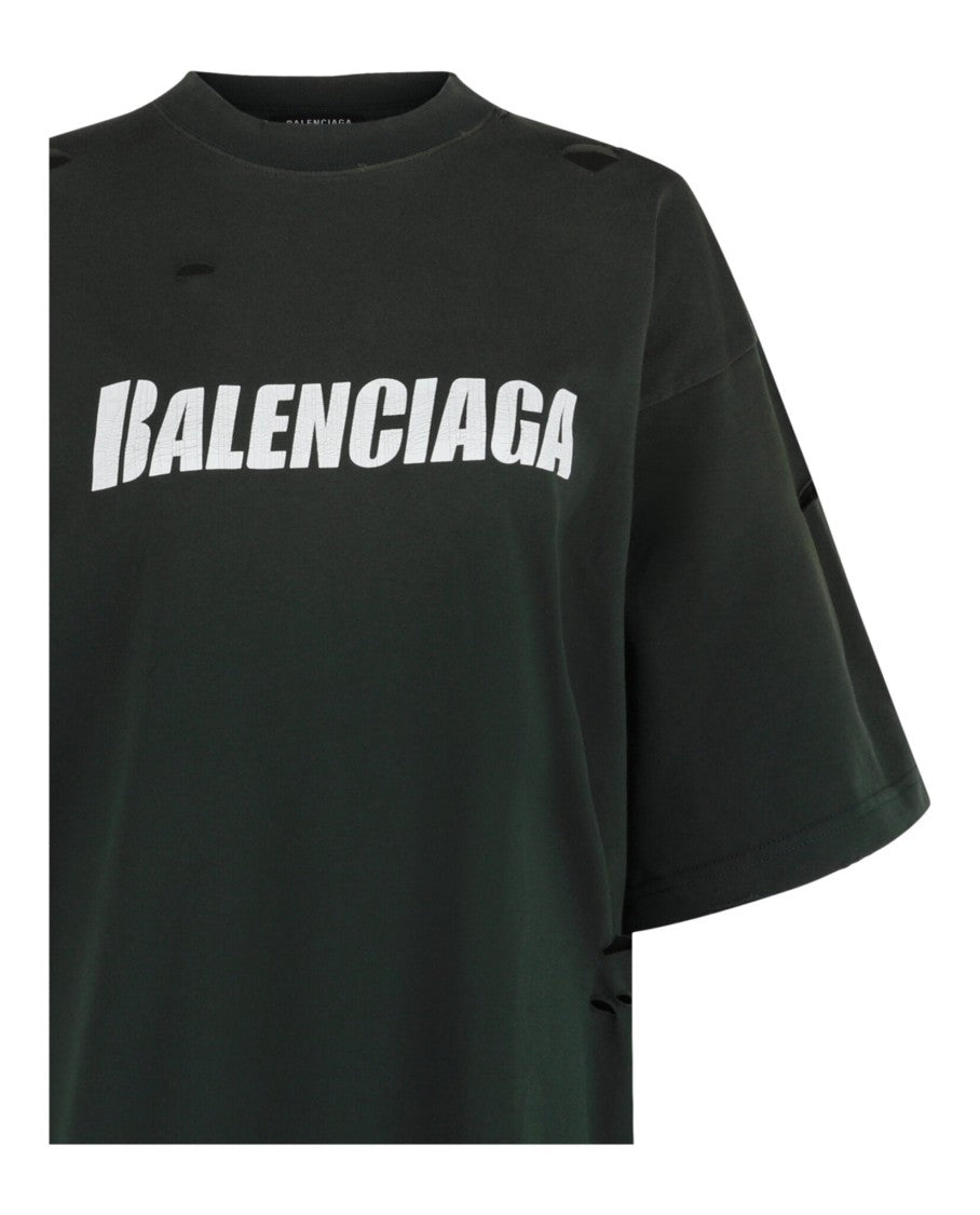 Balenciaga Caps Destroyed Boxy Fit T-Shirt