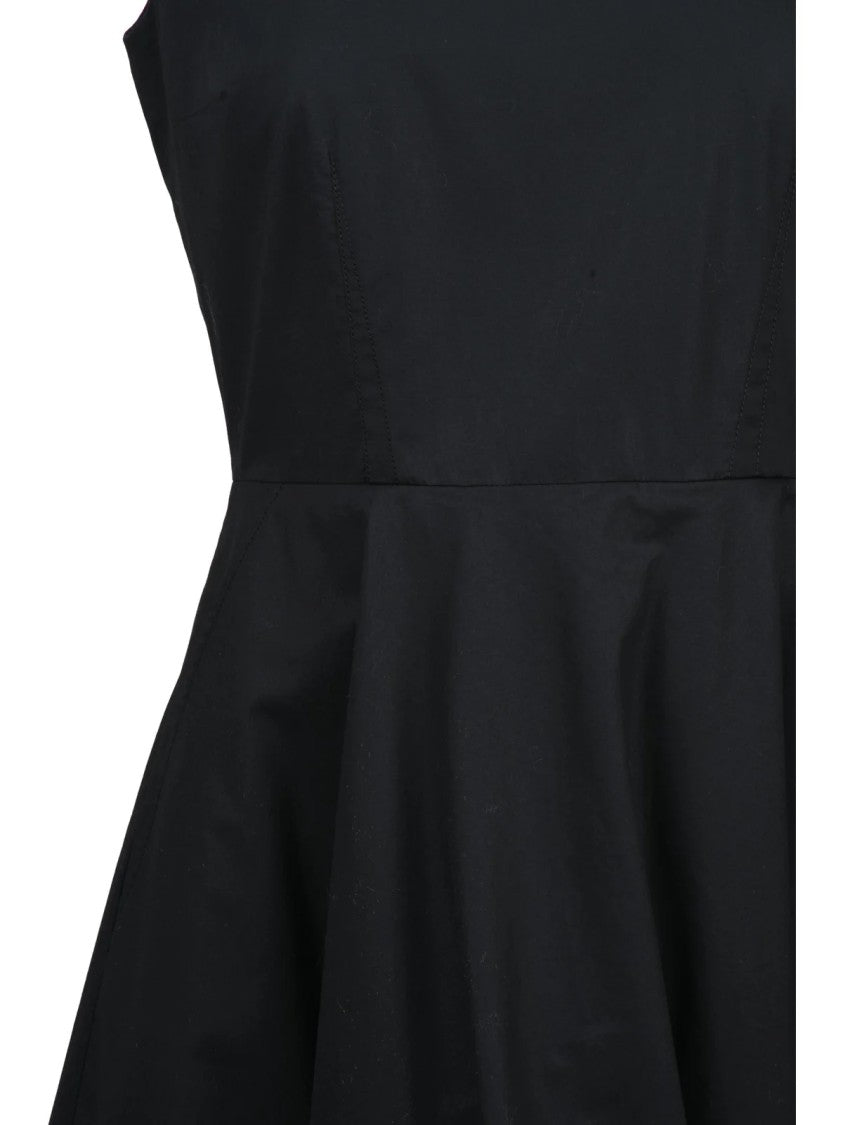 Moschino Black Asymmetrical Balloon Skirt Cotton-Blend Dress