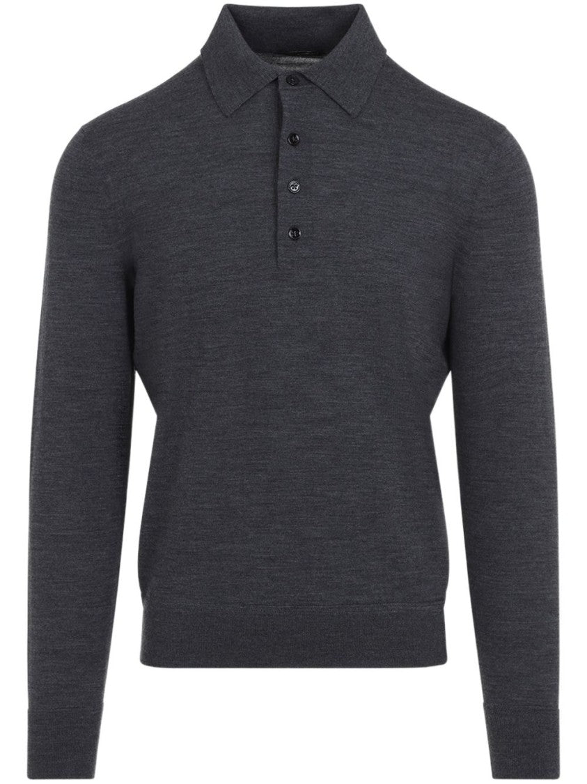 Tom Ford Premium Grey Wool Polo T-Shirt