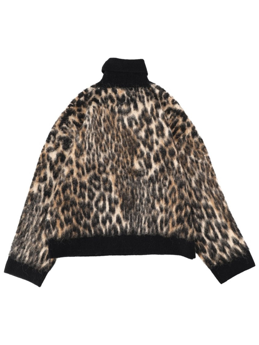 Ganni Animalier Leopard Print Turtleneck Sweater