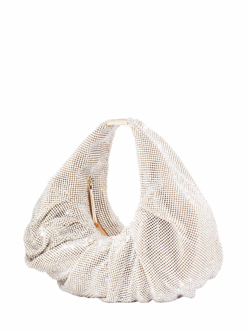 Benedetta Bruzziches Draped Aluminum Mesh Handbag With Rhinestone Detailing