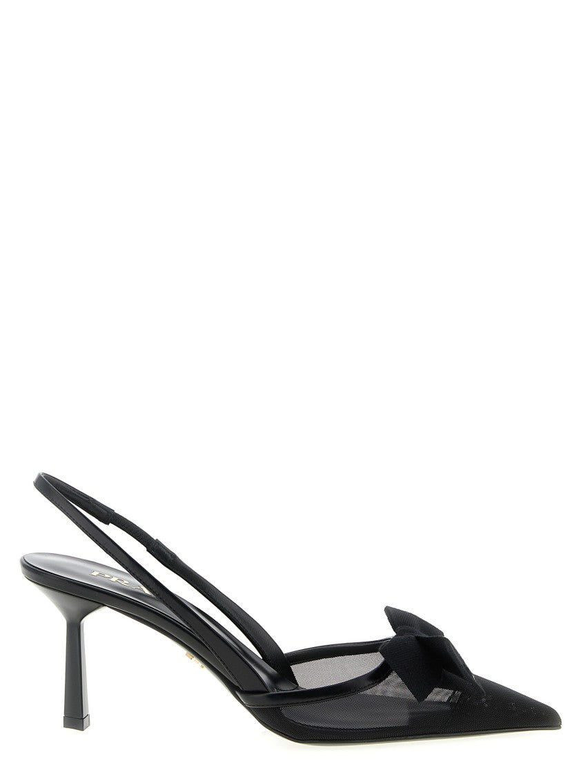 Prada Mesh Slingback With Bow