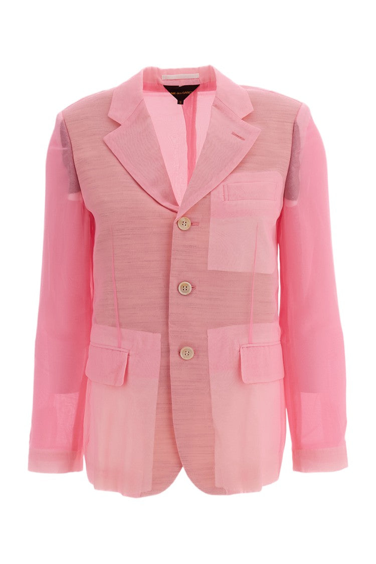 Comme Des Garçons Pink Semi-Sheer Tailored Blazer