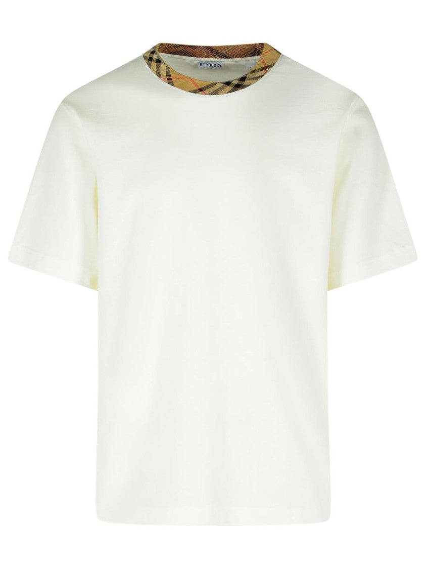 Burberry 'Ryan In Cotone Bianca Con Finiture 'Check' T-Shirt