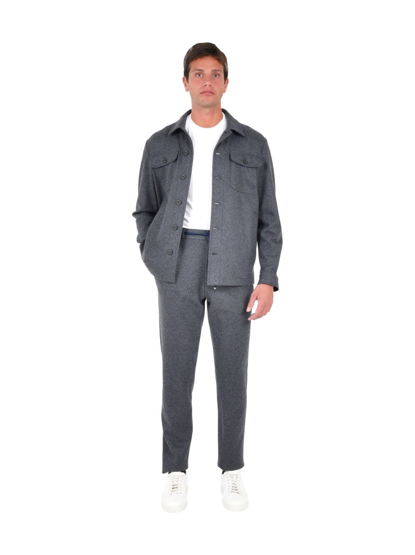 Drumohr Melange Grey Overshirt With Cashmere