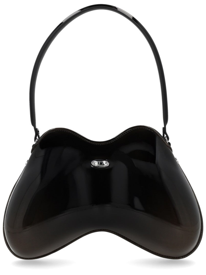 Diesel Black Sculptural Glossy Shoulder Bag