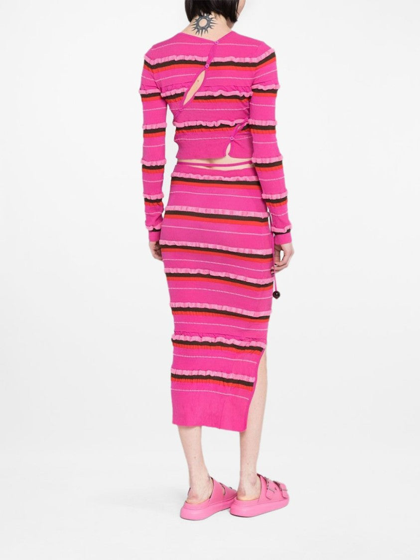 Jacquemus Asymmetrical Pink Knitted Midi Skirt