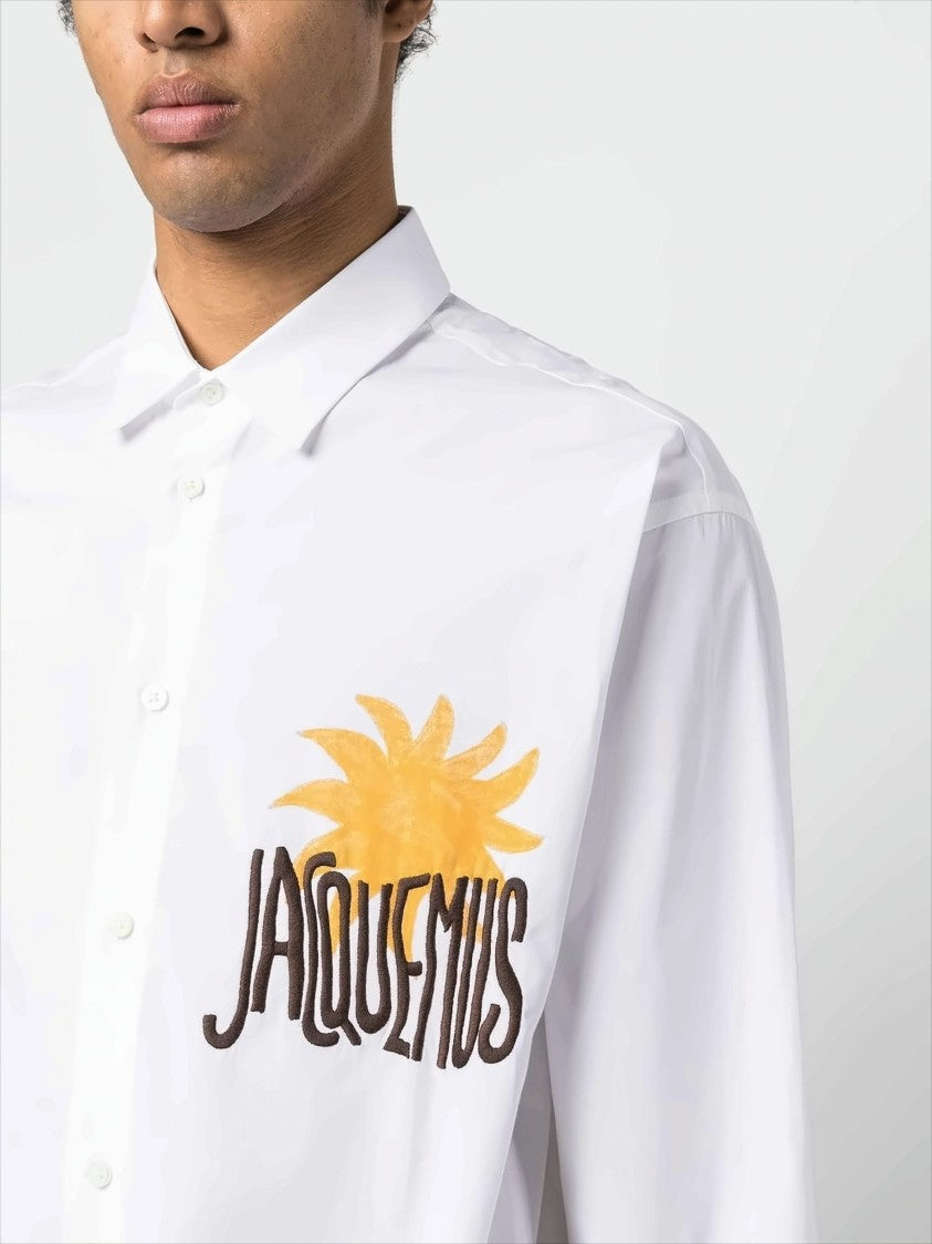 Jacquemus Long-Sleeve Cotton Shirt With Embroidered Sun Motif