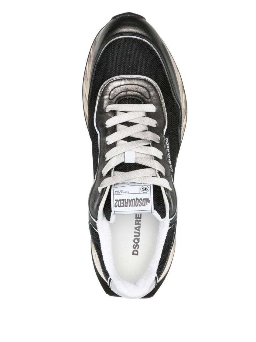 Dsquared2 Low-Top Sneakers In Cotton-Calfskin Blend