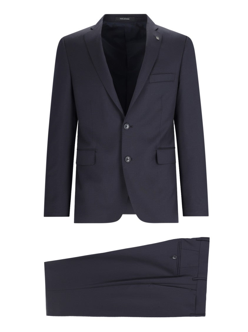 Tagliatore Blue Tailored Notch Lapel Wool Pleated Suit