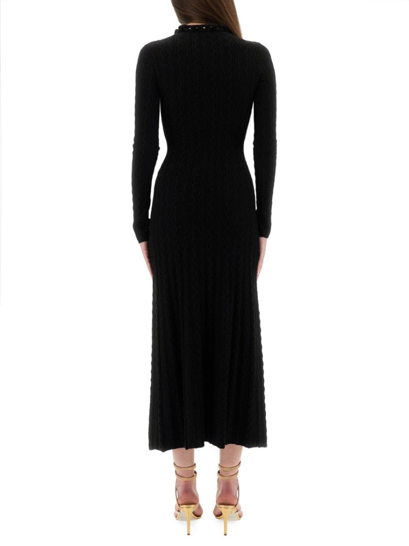 Rabanne Textured Knit Long Wool Dress