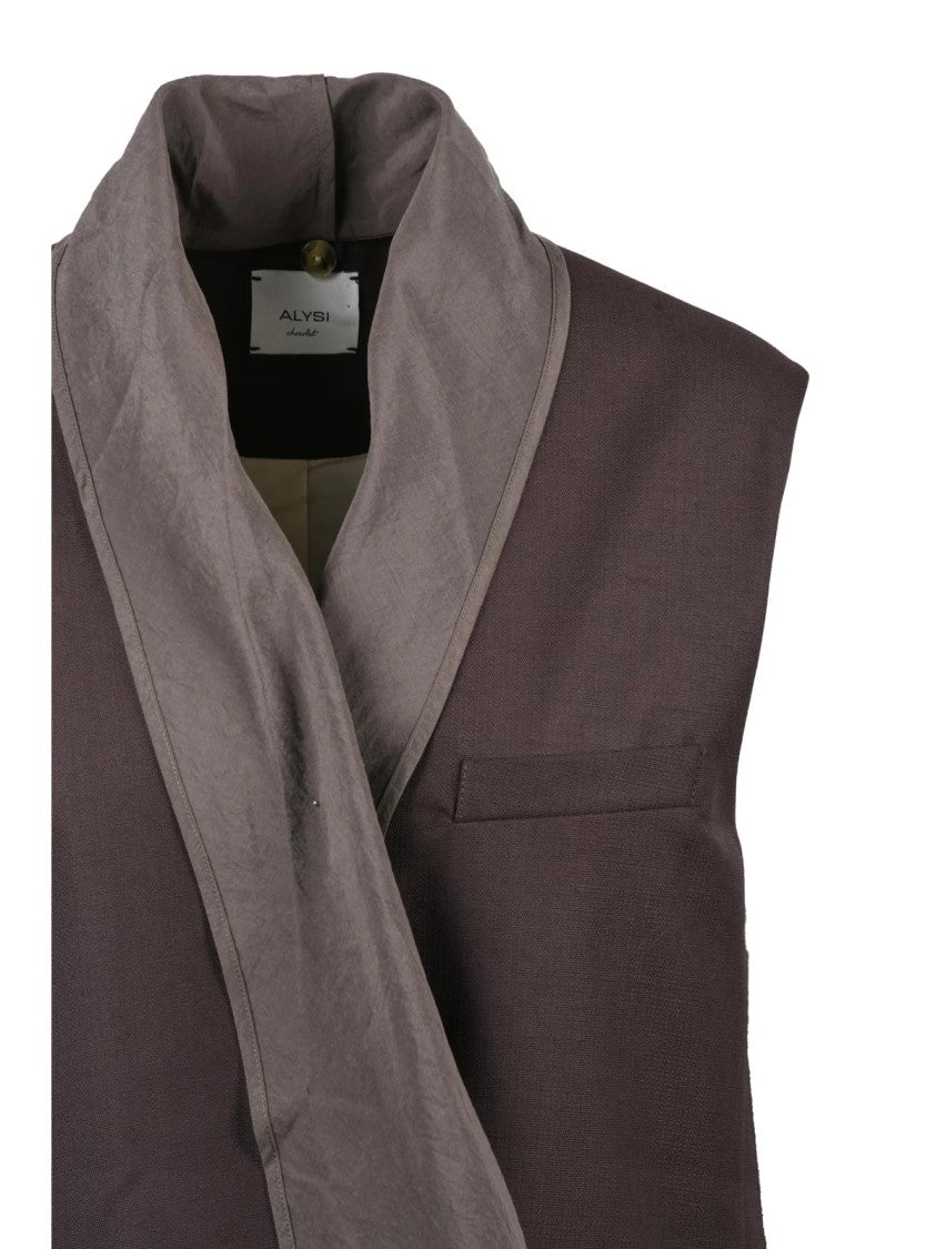 Alysi Chocolate Virgin Wool-Blend Vest