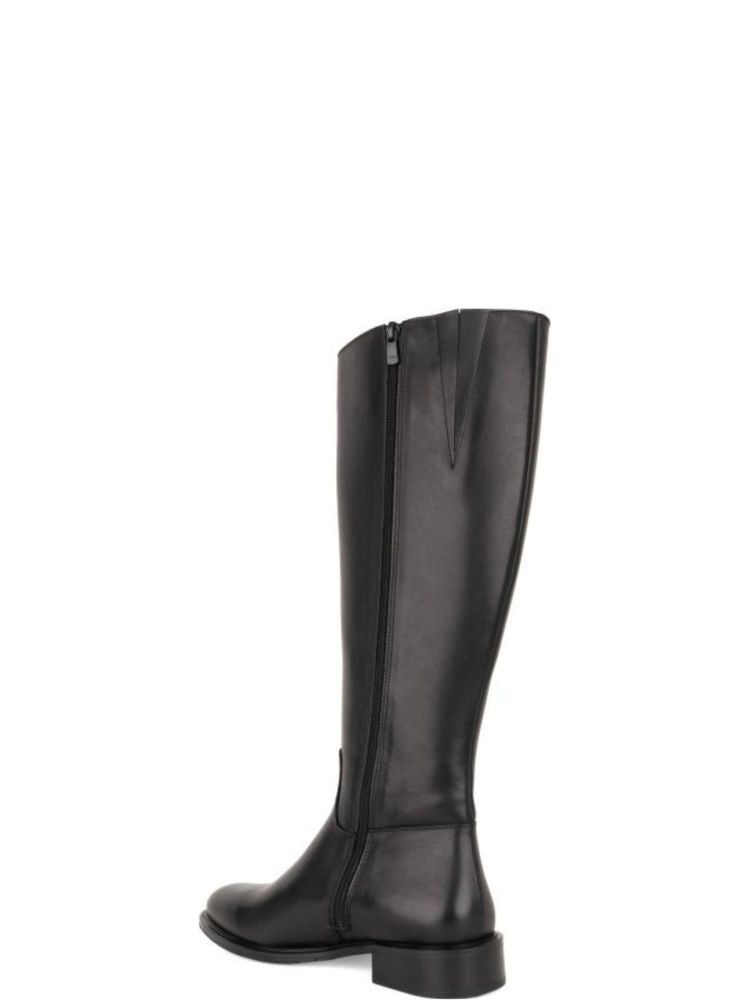 Sergio Moretti Black Minimalist Side Zipper Leather Long Boots