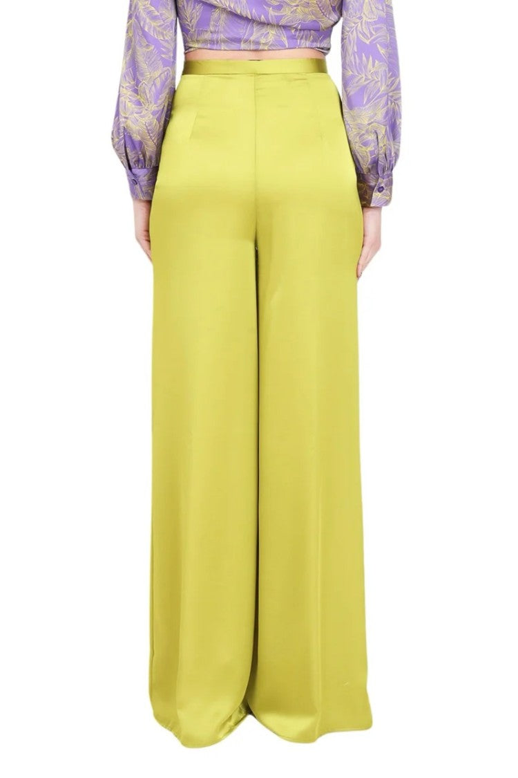 Simona Corsellini Green Polyester Wide-Leg Trousers
