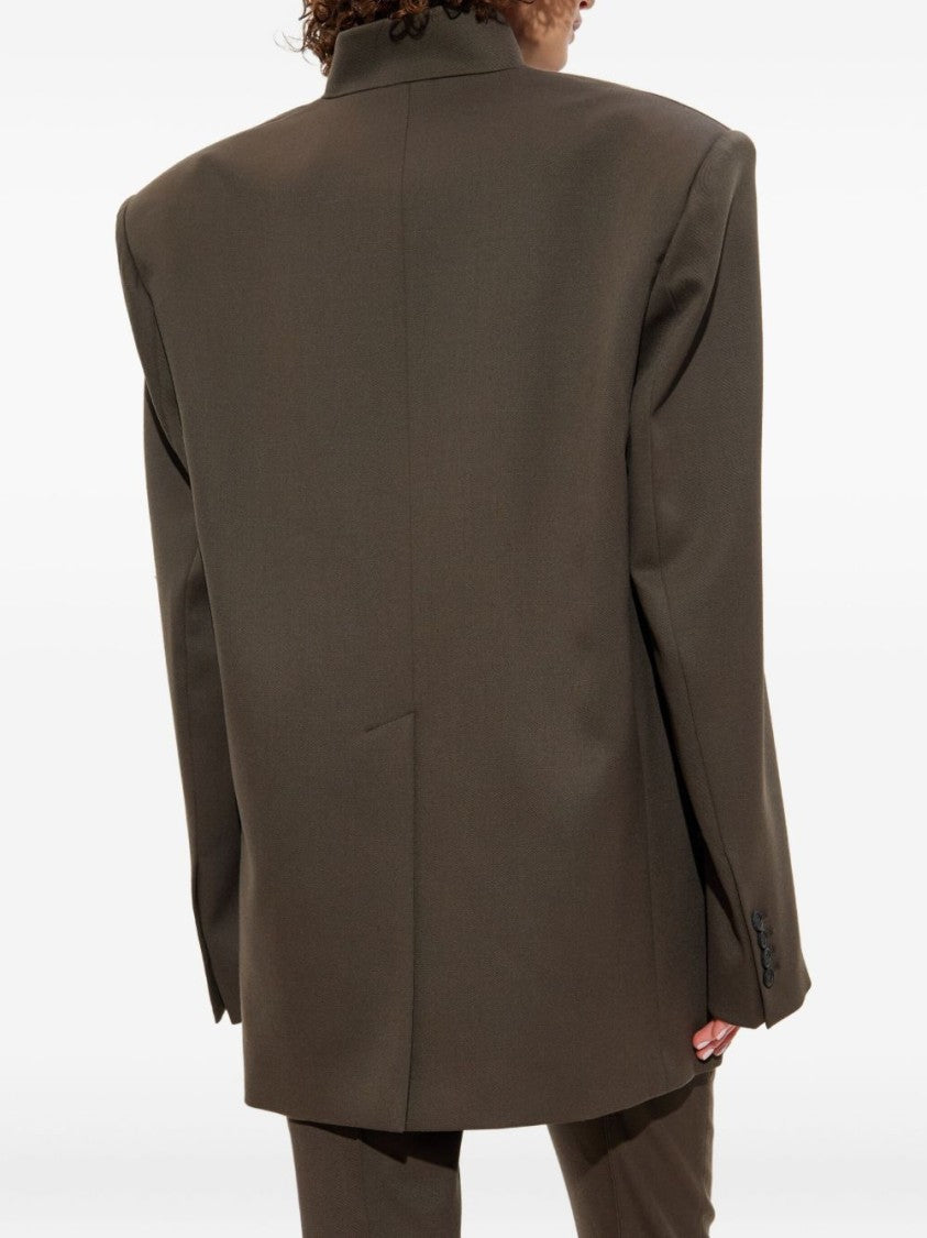 The Attico Structured Oversized Brown Jacket With High Collar