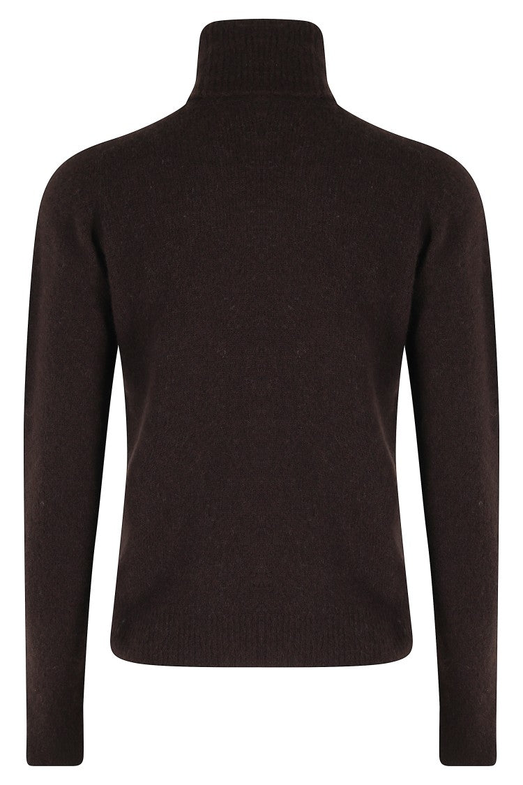 Roberto Collina High Collar Brown Wool Blend Sweater