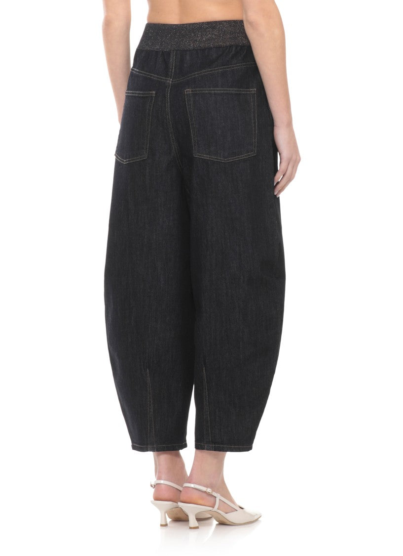 Panicale Blue Cotton Straight-Leg Pants