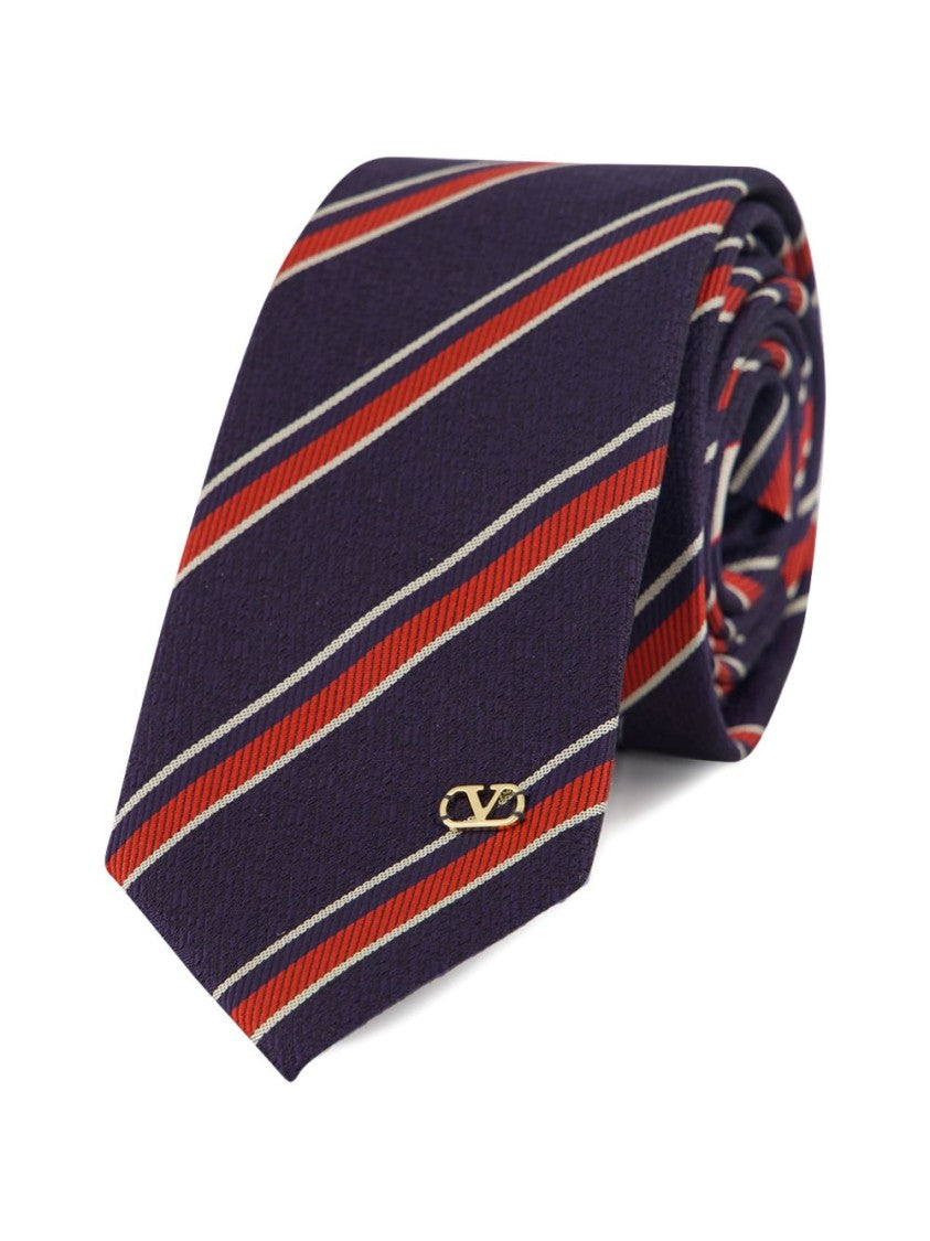 Valentino Garavani Multicolor Jacquard Regimental Silk Tie