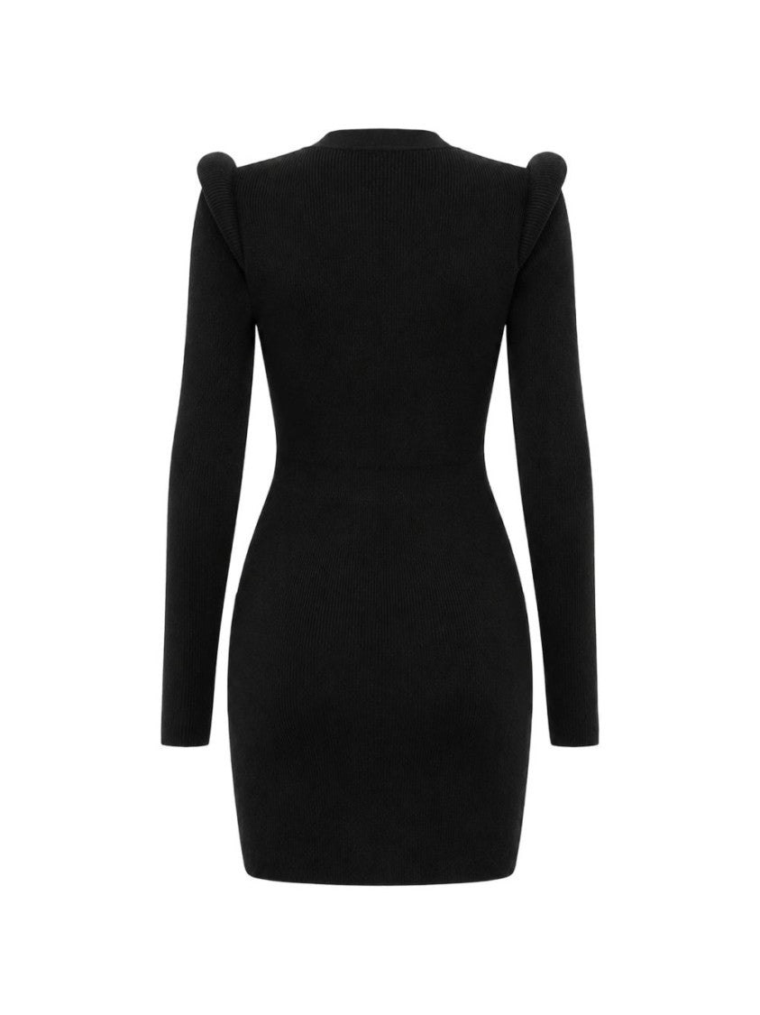 Elisabetta Franchi Fitted Gold Accent Evening Dress