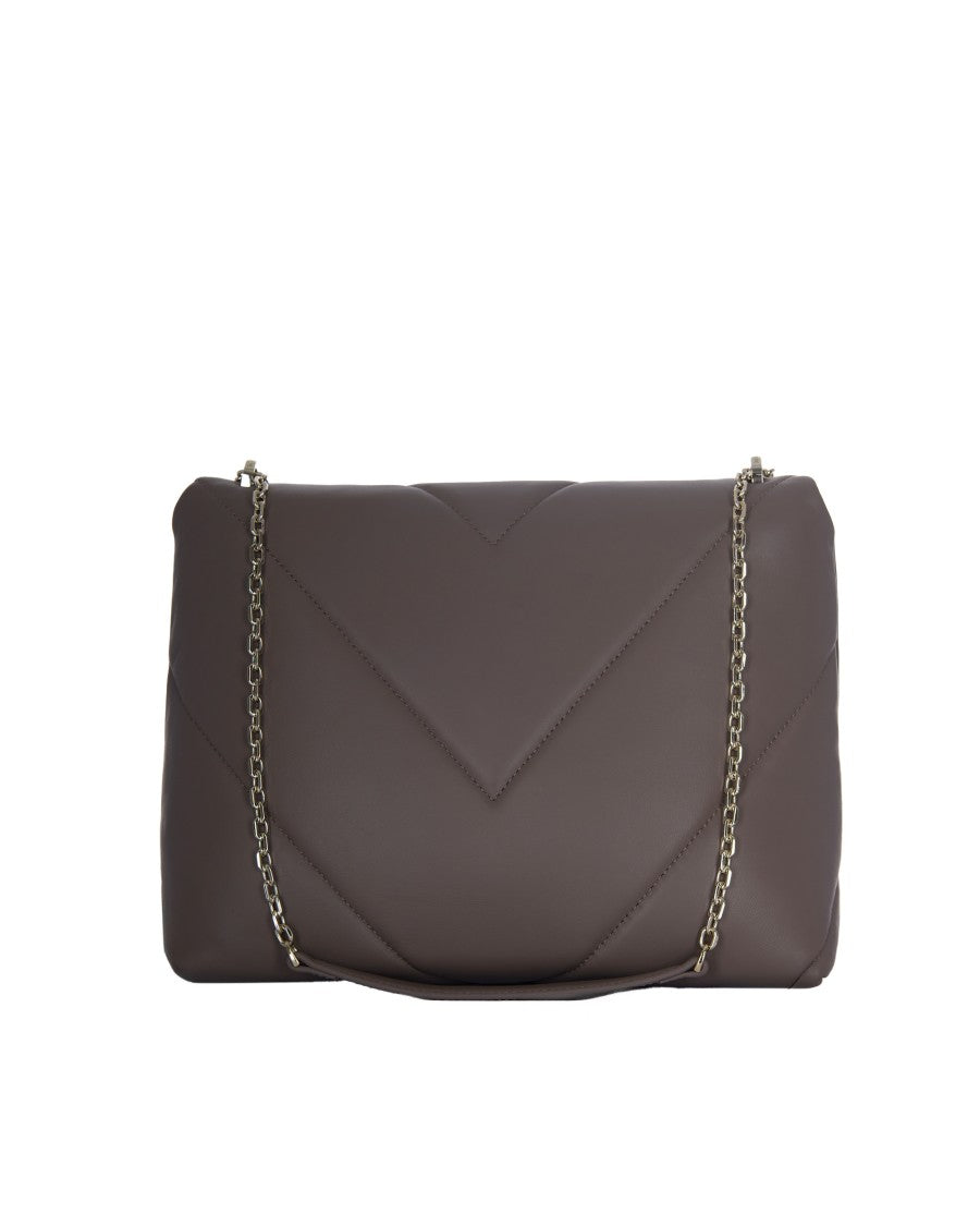 Patrizia Pepe Geometric Padded Leather Crossbody Bag With Chain Strap
