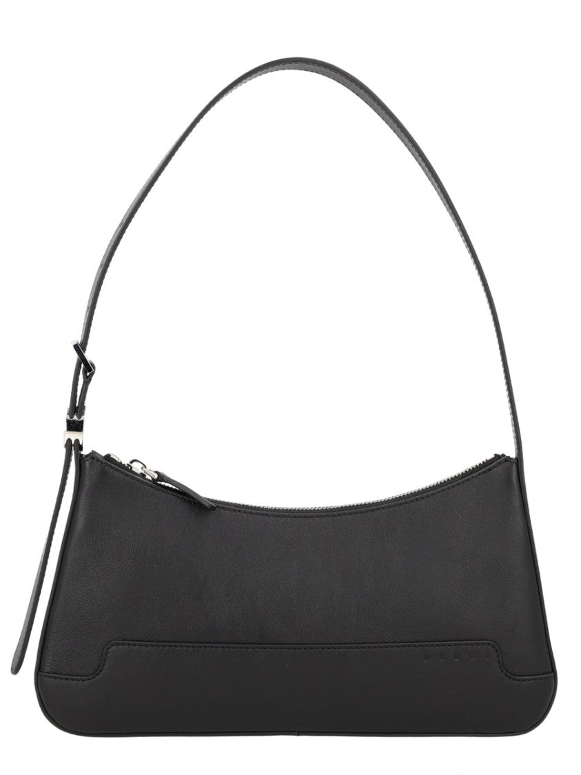 Marni Rectangular Black Calf Leather Shoulder Bag