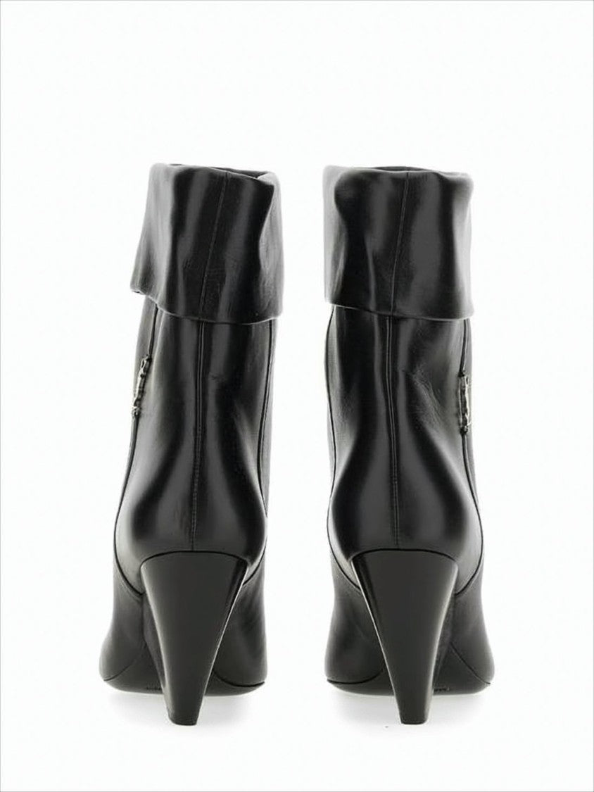 Saint Laurent Geometric Block Heel Ankle Boots In Smooth Lambskin